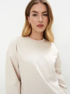 MOHITO Bawełniana beżowa bluza beu017cowy New