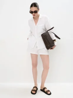 MOHITO Bawełniana biała koszula z haftem biau0142y Fashion
