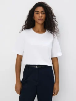MOHITO Bawełniana biała koszulka biau0142y Fashion
