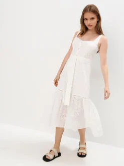 MOHITO Bawełniana biała sukienka midi biau0142y Discount