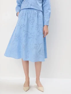 MOHITO Bawełniana błękitna spódnica midi bu0142u0119kitny Clearance