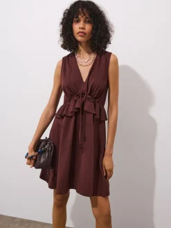 MOHITO Bawełniana czekoladowa sukienka mini ciemno bru0105zowy Online