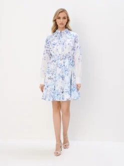 MOHITO Bawełniana koszulowa sukienka mini bu0142u0119kitny Online