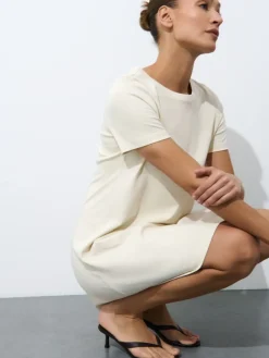 MOHITO Bawełniana kremowa sukienka mini beu017cowy Fashion