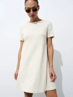 MOHITO Bawełniana kremowa sukienka mini beu017cowy Fashion