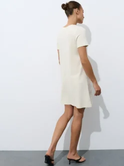 MOHITO Bawełniana kremowa sukienka mini beu017cowy Fashion
