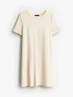MOHITO Bawełniana kremowa sukienka mini beu017cowy Fashion