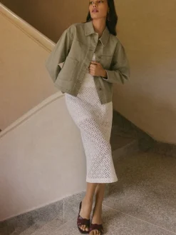MOHITO Bawełniana kurtka oliwkowy New