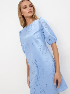MOHITO Bawełniana niebieska sukienka mini bu0142u0119kitny Fashion