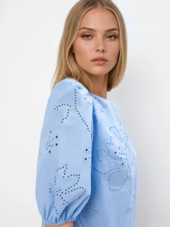 MOHITO Bawełniana niebieska sukienka mini bu0142u0119kitny Fashion