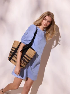 MOHITO Bawełniana niebieska sukienka mini bu0142u0119kitny Fashion