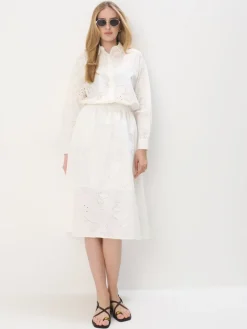MOHITO Bawełniana spódnica midi kremowy Fashion
