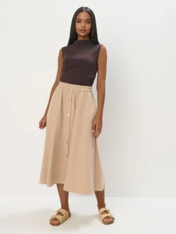 MOHITO Bawełniana spódnica midi beu017cowy Fashion