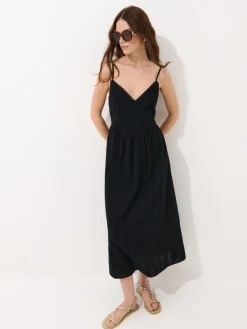 MOHITO Bawełniana sukienka maxi czarny New