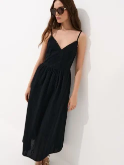 MOHITO Bawełniana sukienka maxi czarny Fashion