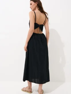 MOHITO Bawełniana sukienka maxi czarny Fashion