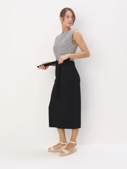 MOHITO Bawełniana sukienka midi w paski biau0142y Outlet