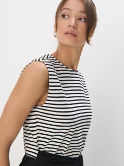 MOHITO Bawełniana sukienka midi w paski biau0142y Outlet
