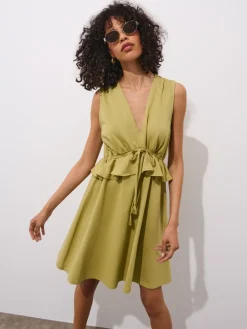MOHITO Bawełniana sukienka mini oliwkowy New