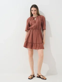 MOHITO Bawełniana sukienka mini bru0105zowy Online