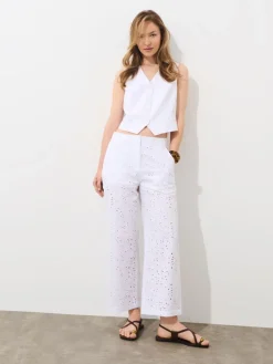 MOHITO Bawełniane spodnie culotte biau0142y Discount