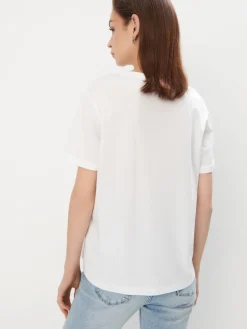 MOHITO Bawełniany t-shirt z kwiatowym printem biau0142y Clearance