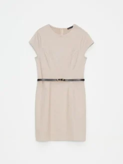 MOHITO Beżowa sukienka mini z paskiem beu017cowy Fashion