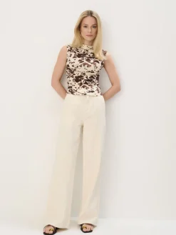 MOHITO Beżowe jeansy wide leg kremowy Fashion