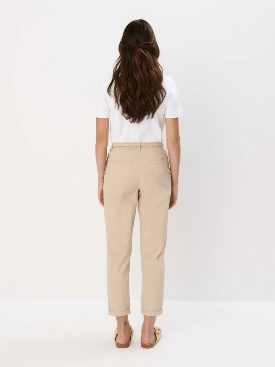 MOHITO Beżowe spodnie chino slim z paskiem beu017cowy Clearance