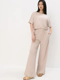 MOHITO Beżowe spodnie wide leg beu017cowy Clearance