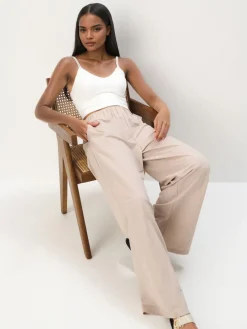 MOHITO Beżowe spodnie wide leg beu017cowy Online
