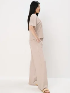 MOHITO Beżowe spodnie wide leg beu017cowy Online