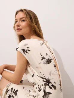 MOHITO Biała sukienka maxi z wiskozy biau0142y Clearance