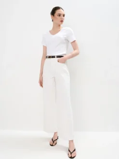 MOHITO Biały t-shirt z merceryzowanej bawełny biau0142y Fashion