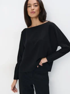 MOHITO Bluza z dekoltem w łódkę czarny Fashion