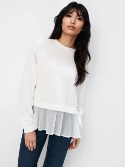 MOHITO Bluza z falbaną biau0142y Fashion