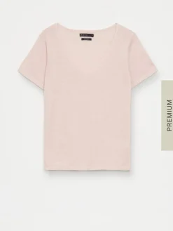 MOHITO Bluzka z bawełny i lnu beu017cowy Hot