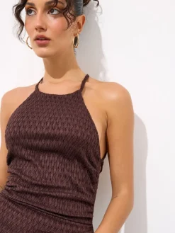 MOHITO Brązowa sukienka maxi ciemno bru0105zowy Fashion