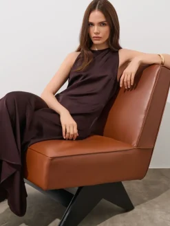 MOHITO Brązowa sukienka midi z wiskozy ciemno bru0105zowy Fashion
