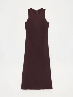 MOHITO Brązowa sukienka midi z wiskozy ciemno bru0105zowy Fashion