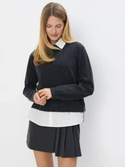 MOHITO Ciemno sweter ze wstawką koszulową szary Discount