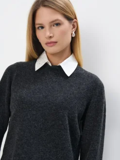 MOHITO Ciemno sweter ze wstawką koszulową szary Discount