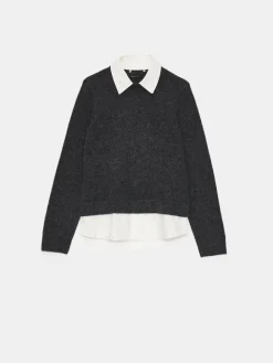 MOHITO Ciemno sweter ze wstawką koszulową szary Discount