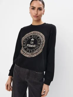 MOHITO Czarna bluza z bawełną czarny New