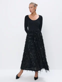 MOHITO Czarna sukienka maxi czarny New
