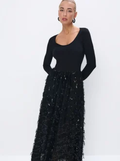 MOHITO Czarna sukienka maxi czarny New