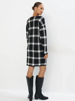 MOHITO Czarna sukienka mini w kratę czarny Online