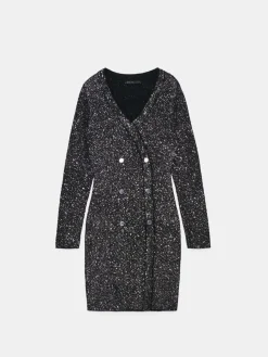 MOHITO Czarna sukienka mini z cekinami czarny Outlet