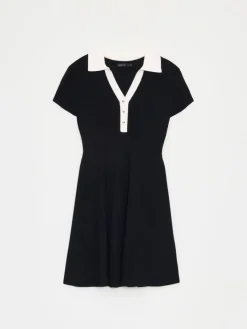 MOHITO Czarna sukienka mini z kołnierzykiem polo czarny Sale