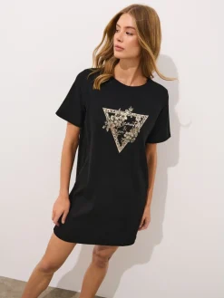 MOHITO Czarna sukienka mini z krótkim rękawem czarny Fashion
